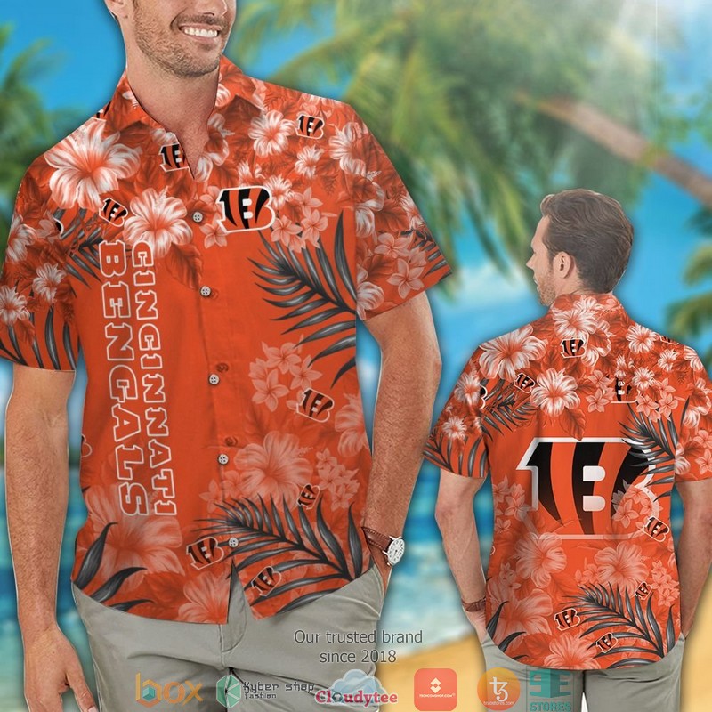 Cincinnati_Bengals_leaf_hibiscus_orange_Hawaiian_shirt_short_1