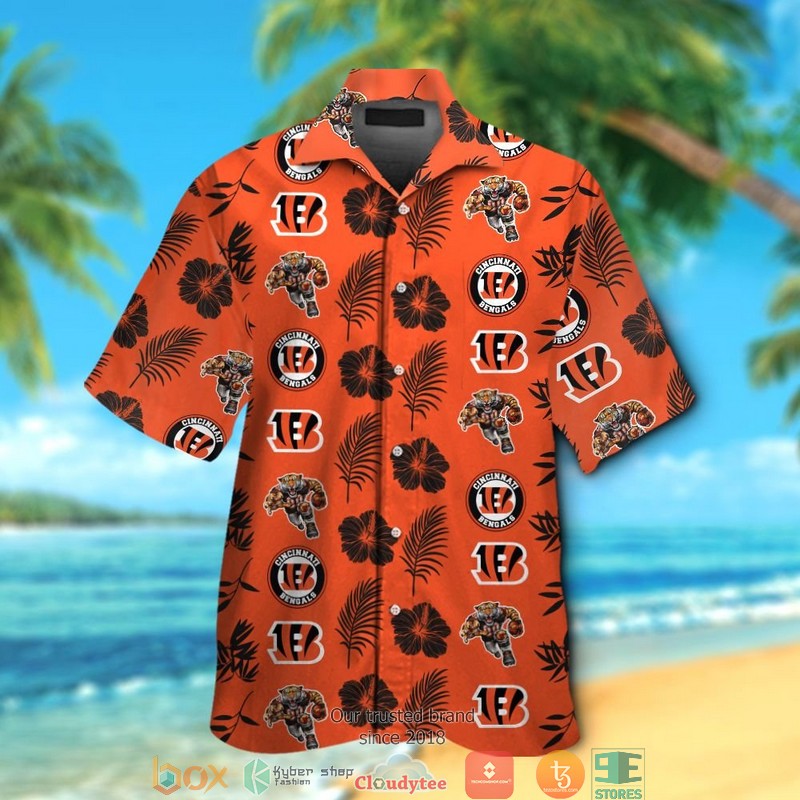 Cincinnati_Bengals_leaf_hibiscus_orange_pattern_Hawaiian_shirt_short