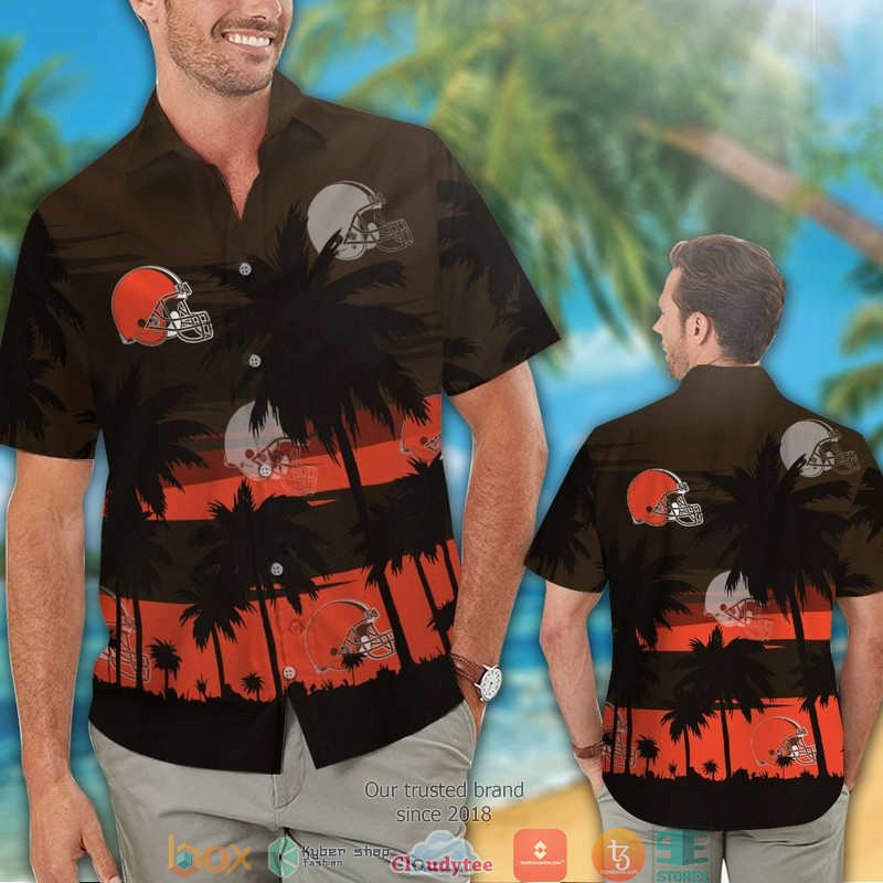 Cleveland_Browns_Black_Coconut_island_Orange_Hawaiian_Shirt_short_1