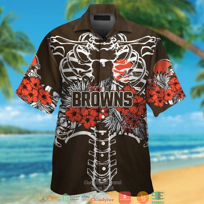 Cleveland_Browns_Blackbone_Hibiscus_Hawaiian_Shirt_short