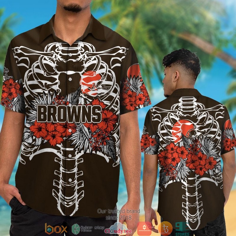 Cleveland_Browns_Blackbone_Hibiscus_Hawaiian_Shirt_short_1