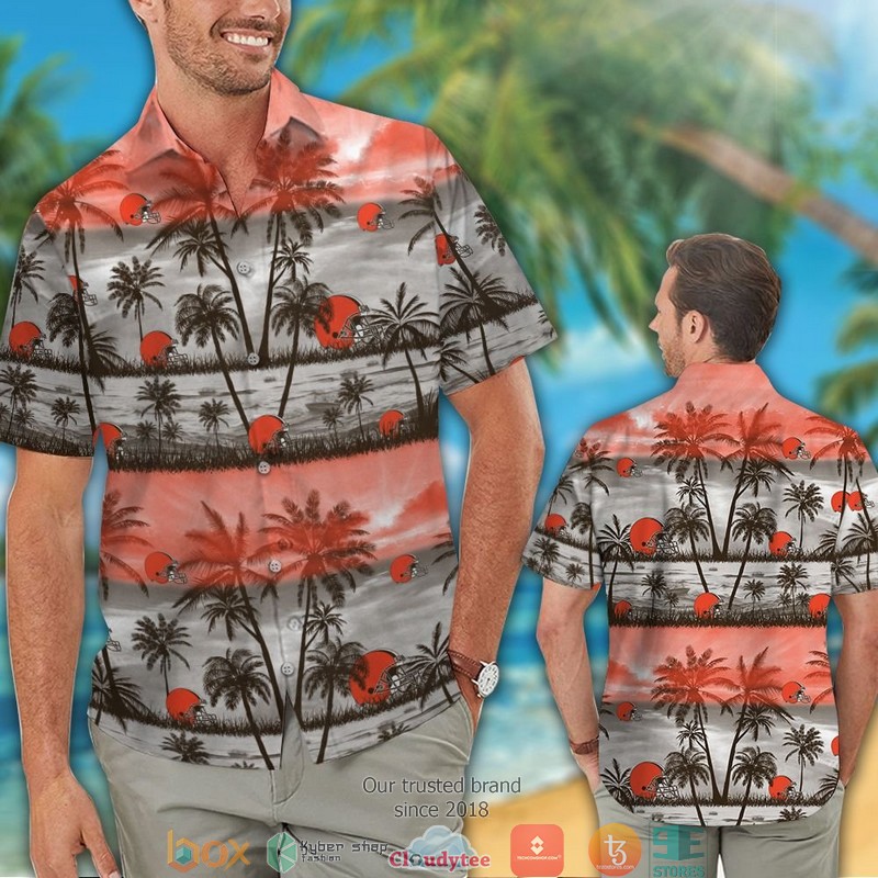 Cleveland_Browns_Coconut_island_Orange_Grey_Hawaiian_Shirt_short_1