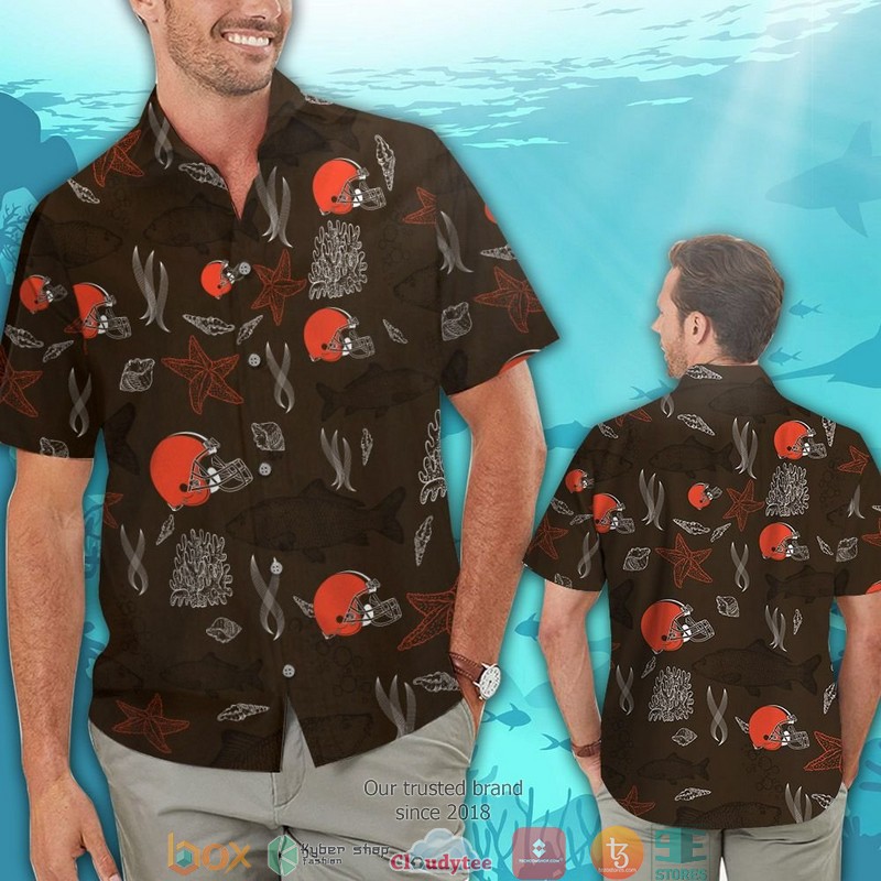 Cleveland_Browns_Fish_Ocean_pattern_Hawaiian_Shirt_short_1