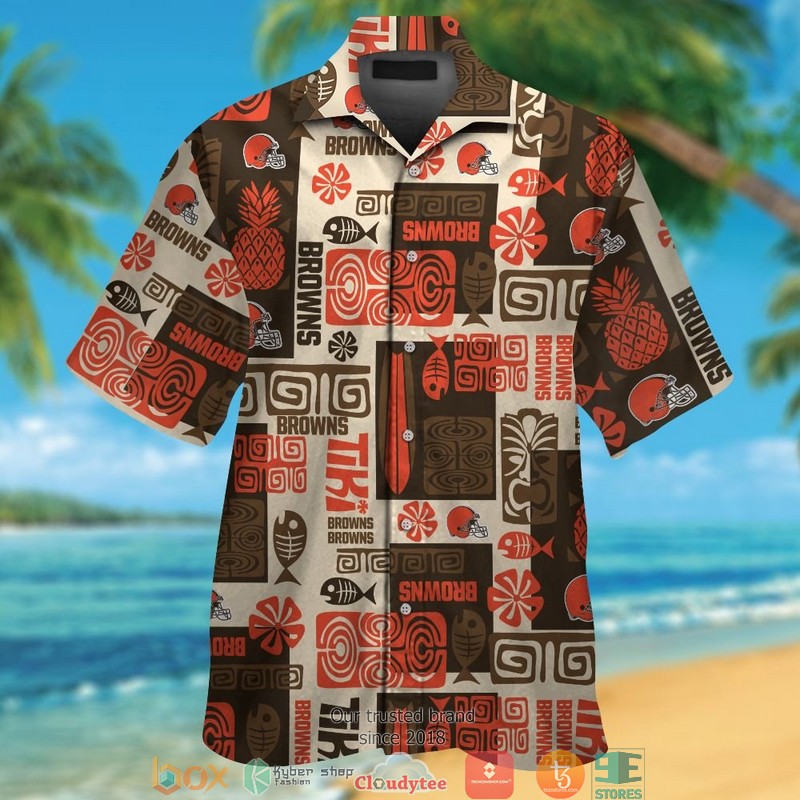 Cleveland_Browns_Fish_Pineapple_pattern_Hawaiian_Shirt_short