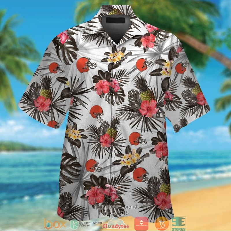 Cleveland_Browns_Hibiscus_pineapple_pattern_white_Hawaiian_Shirt_short