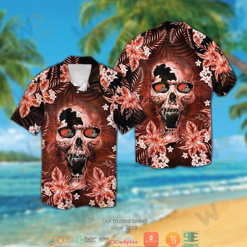Cleveland_Browns_Skull_3d_illusion_Hawaiian_shirt_short