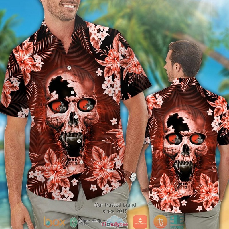 Cleveland_Browns_Skull_3d_illusion_Hawaiian_shirt_short_1