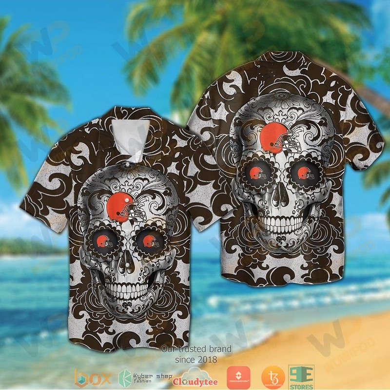 Cleveland_Browns_Sugar_Skull_Black_Hawaiian_Shirt