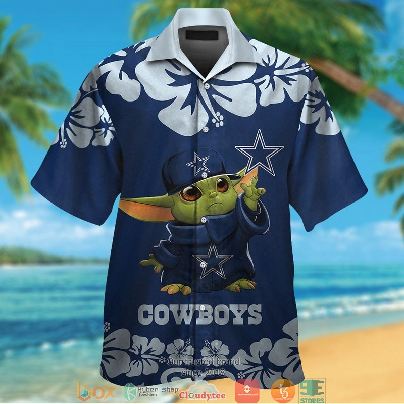 Dallas_Cowboys_Baby_Yoda_Hibiscus_Hawaiian_Shirt_short
