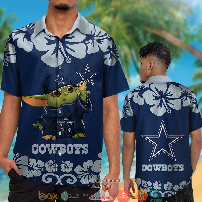 Dallas_Cowboys_Baby_Yoda_Hibiscus_Hawaiian_Shirt_short_1