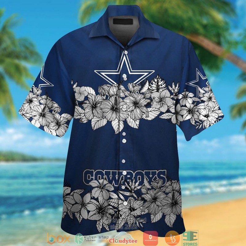 Dallas_Cowboys_hibiscus_flower_line_Hawaiian_Shirt_short