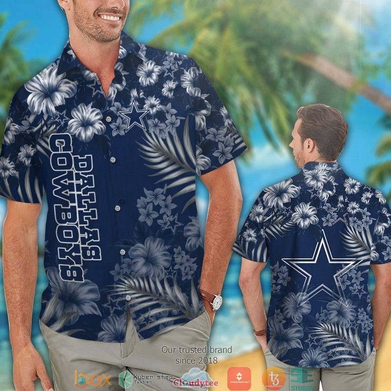 Dallas_Cowboys_leaf_hibiscus_Hawaiian_Shirt_short_1