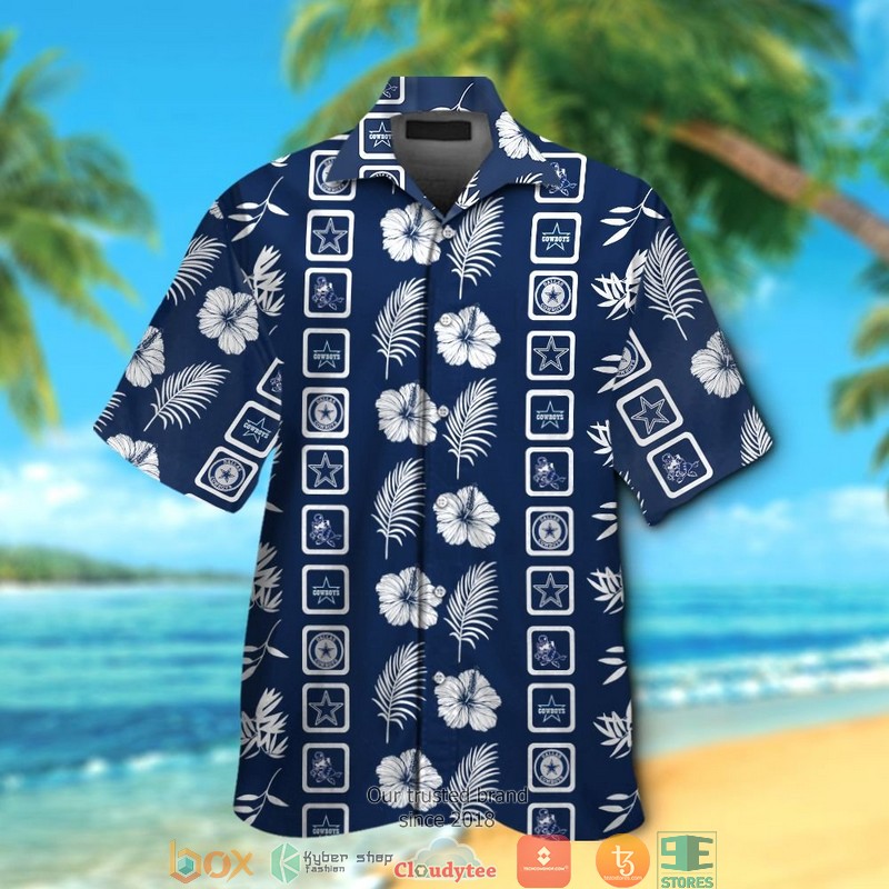 Dallas_Cowboys_leaf_hibiscus_pattern_square_Hawaiian_Shirt_short
