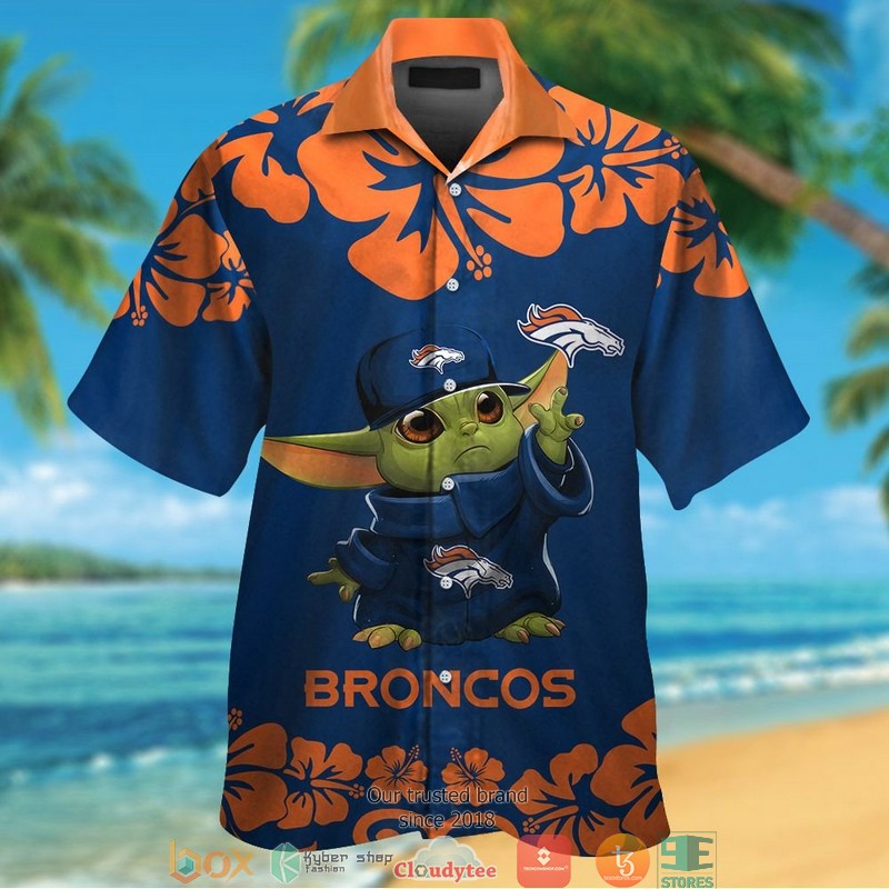 Denver_Broncos_Baby_Yoda_Hibiscus_Orange_Hawaiian_Shirt_short
