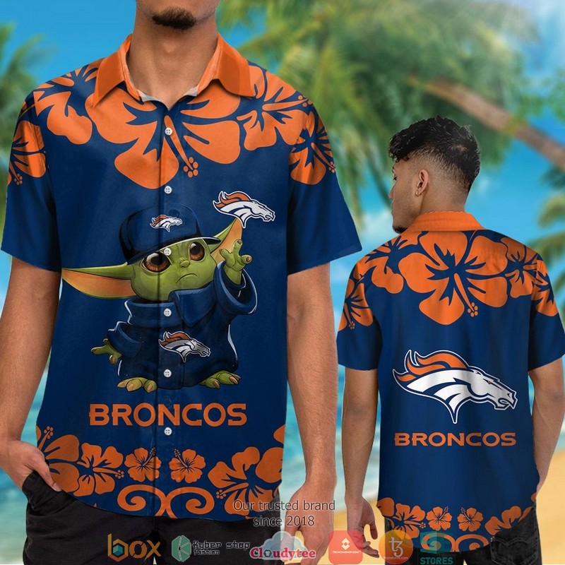 Denver_Broncos_Baby_Yoda_Hibiscus_Orange_Hawaiian_Shirt_short_1