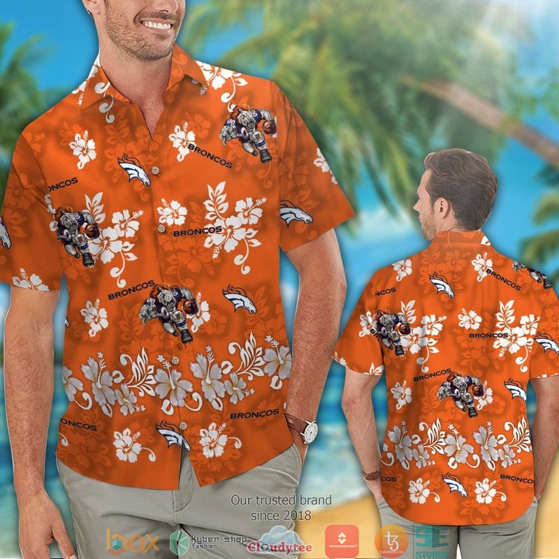 Denver_Broncos_Hibiscus_flower_orange_Hawaiian_Shirt_short_1