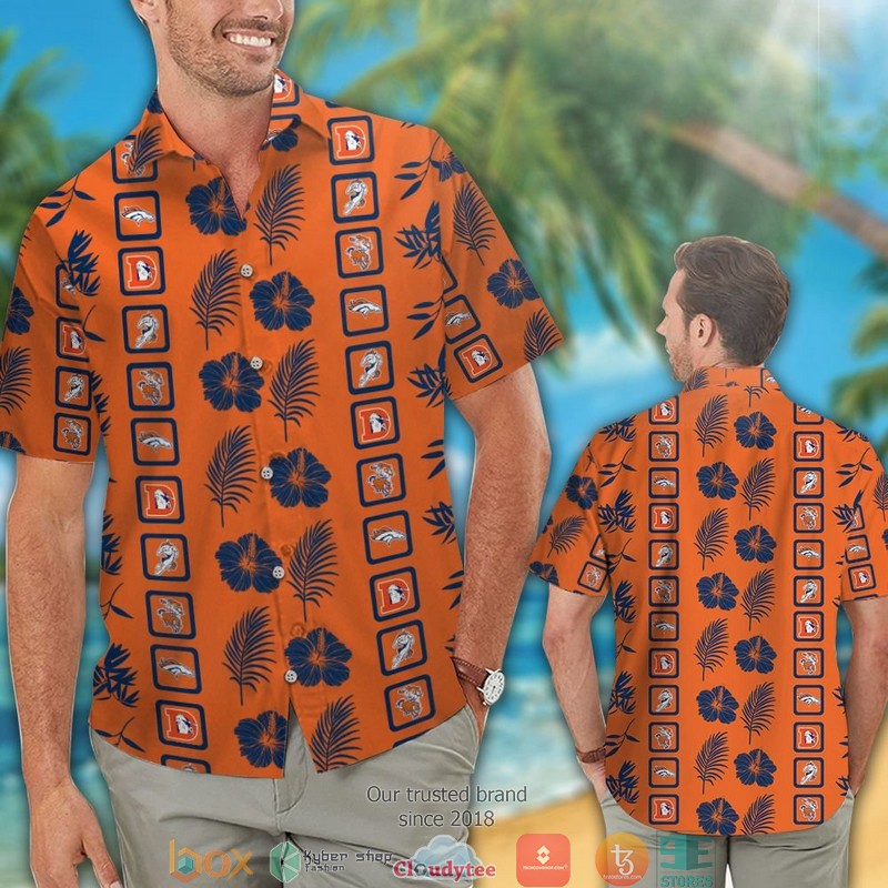 Denver_Broncos_Hibiscus_leaf_Square_pattern_Hawaiian_Shirt_short_1