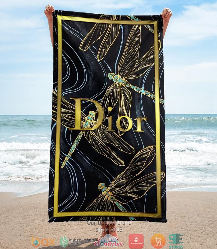 Dior_Dragonfly_Gold_logo_Beach_Towel
