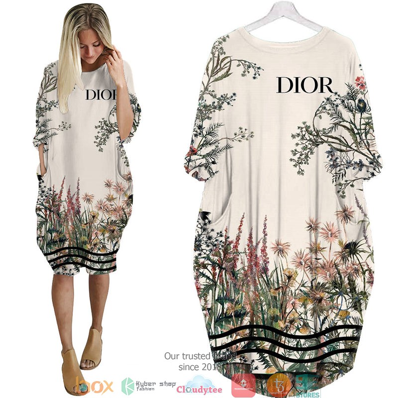 Dior_plant_pattern_Batwing_Pocket_Dress