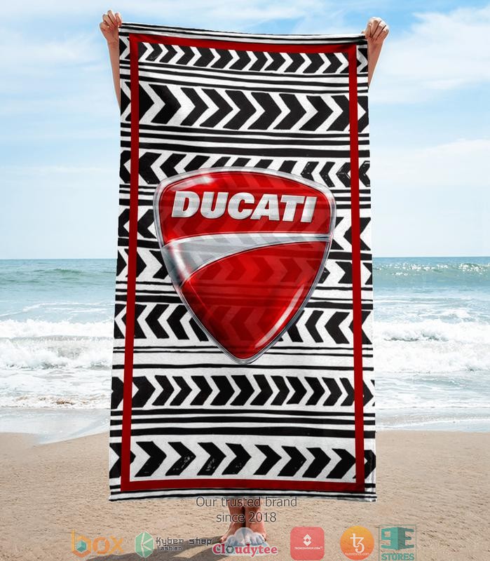 Ducati_Black_White_pattern_Beach_Towel