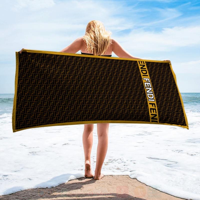 Fendi_Dark_Brown_Microfiber_Beach_Towel