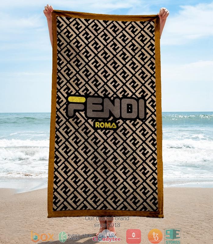 Fendi_Roma_Gold_border_Beach_Towel