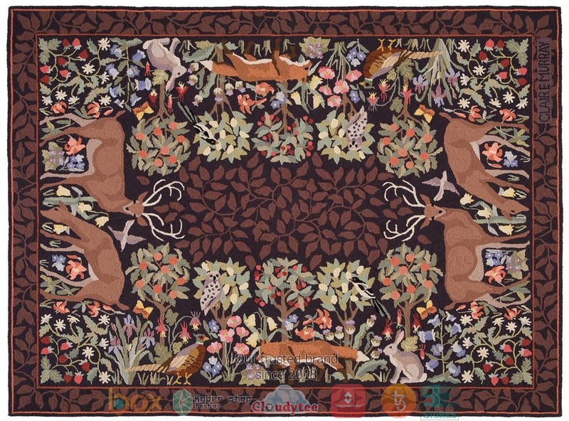 Floral_pattern_border_brown_Rug_Carpet