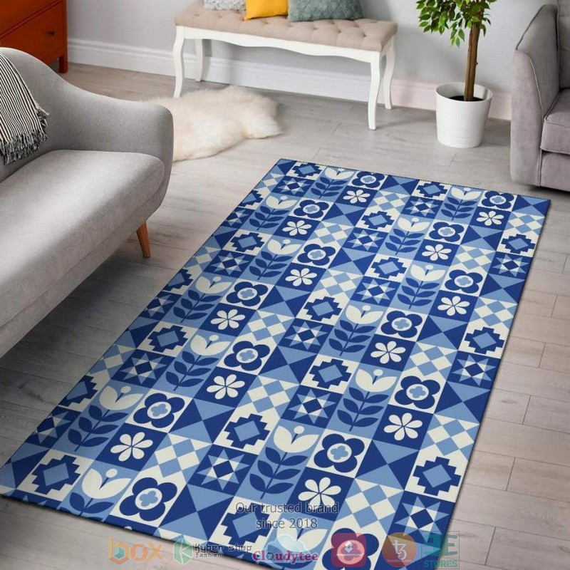 Flower_Caro_blue_pattern_Rug_Carpet