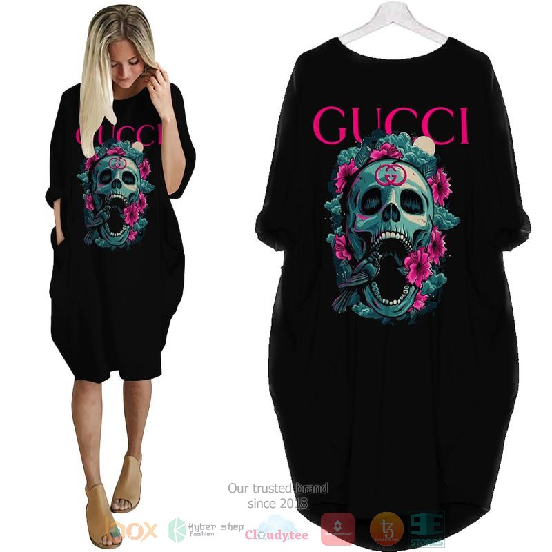 Flowers_Skull_Gucci_brand_black_Pocket_Dress