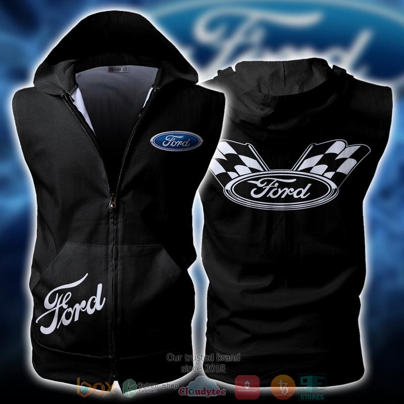 Ford_Motor_Sleeveless_zip_vest_leather_jacket