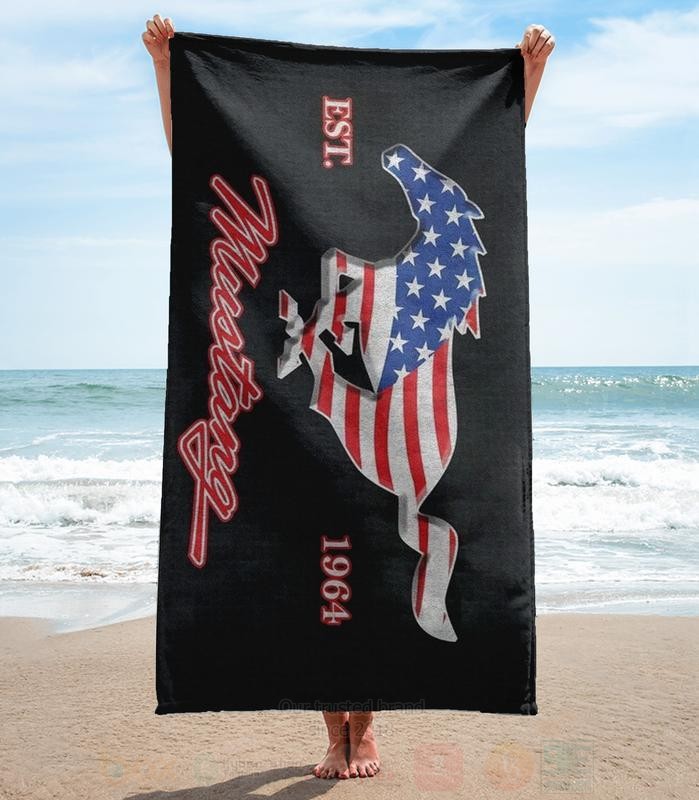 Ford_Mustang_American_Flag_Est_1964_Microfiber_Beach_Towel