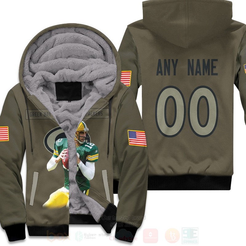 Green_Bay_Packers_Aaron_Rodgers_12_NFL_Olive_Personalized_3D_Fleece_Hoodie