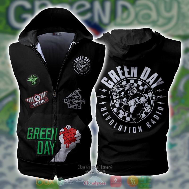 Green_Day_Rock_Band_Sleeveless_zip_vest_leather_jacket