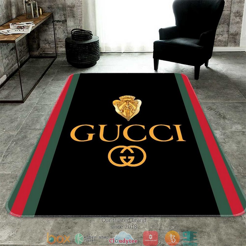 Gucci_Bee_Red_Green_border_black_Carpet_Rug