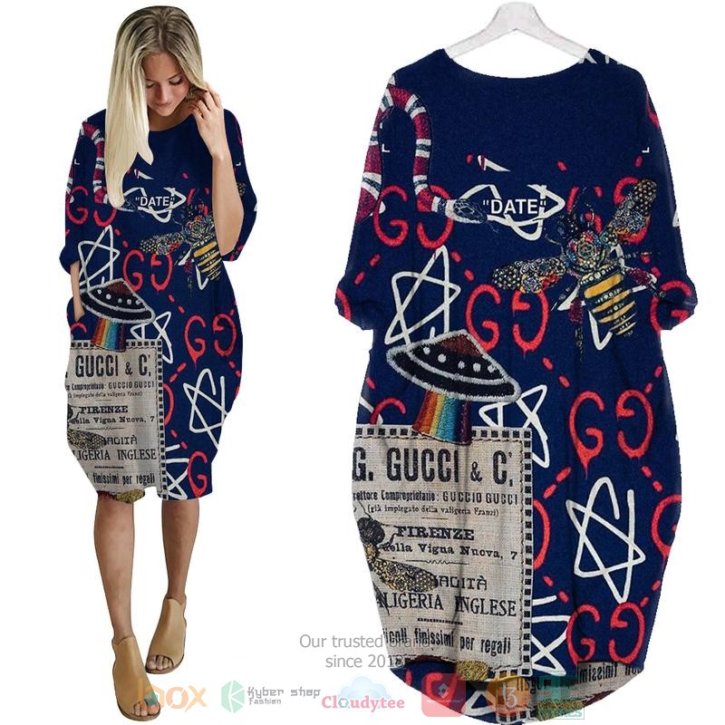 Gucci_Bee_ghost_pattern_Pocket_Dress