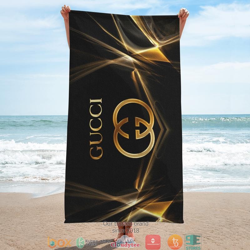 Gucci_Black_gold_logo_Beach_Towel