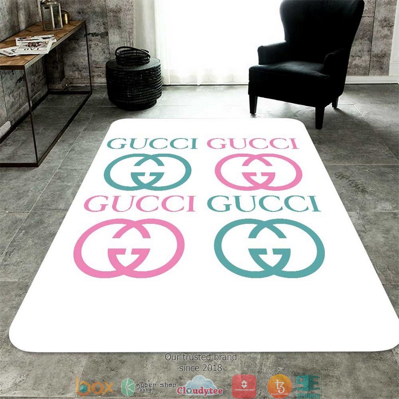 Gucci_Cyan_Pink_logo_white_Carpet_Rug