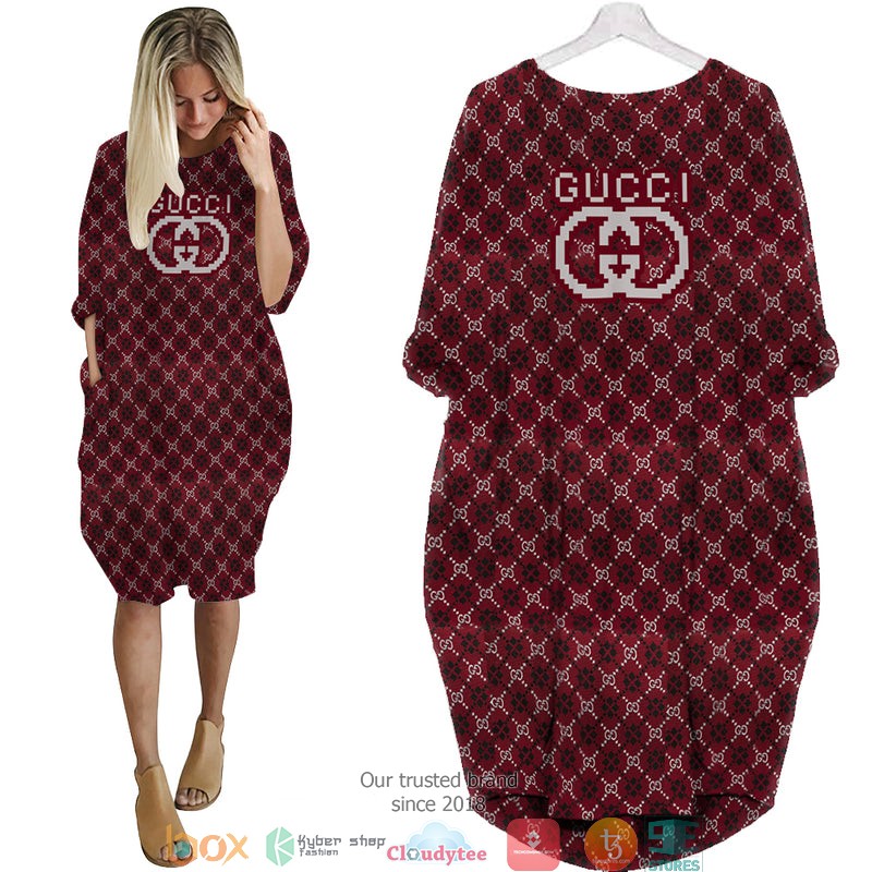 Gucci_Dark_Red_Batwing_Pocket_Dress