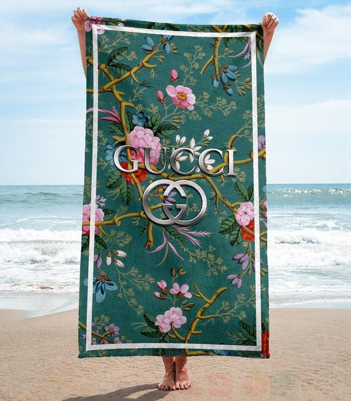 Gucci_Flower_Green_Microfiber_Beach_Towel