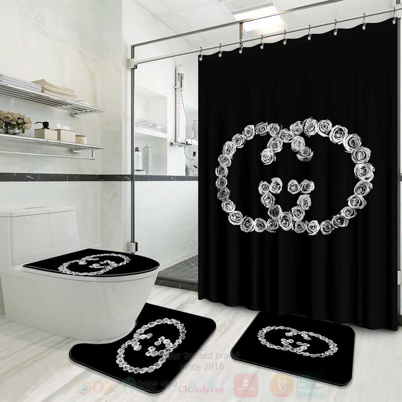 Gucci_Full_Black_Shower_Curtain_Bathroom_Set