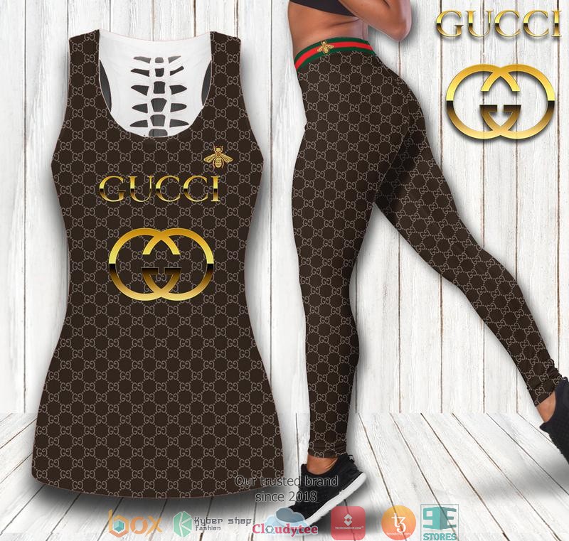 Gucci_Gold_Logo_brown_Tank_Top_Legging