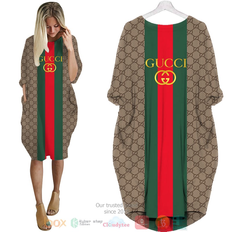 Gucci_Luxury_brand_color_brown_pattern_Pocket_Dress