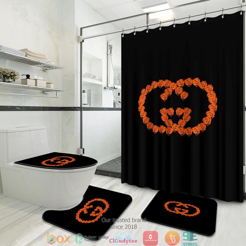 Gucci_Orange_and_Black_shower_curtain_bathroom_set