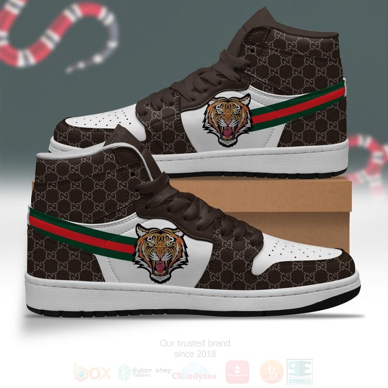 Gucci_Tiger_Dark_Brown_Air_Jordan_High_Top_Shoes