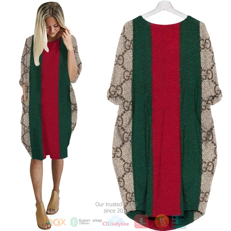 Gucci_brand_green_red_Pocket_Dress