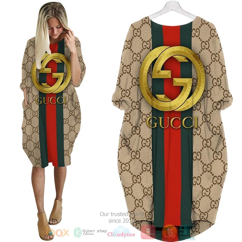 Gucci_brand_khaki_pattern_Pocket_Dress
