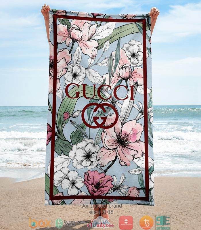 Gucci_floral_pattern_blue_Beach_Towel
