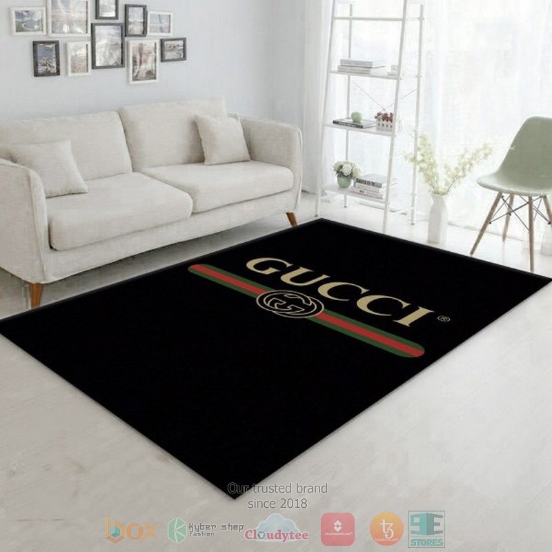 Gucci_logo_Luxury_brand_black_pattern_rug