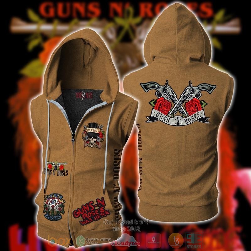 Guns_N_Roses_was_here_brown_Sleeveless_zip_vest_leather_jacket