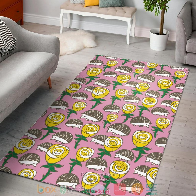 Hedgehog_Rose_pattern_pink_Rug_Carpet